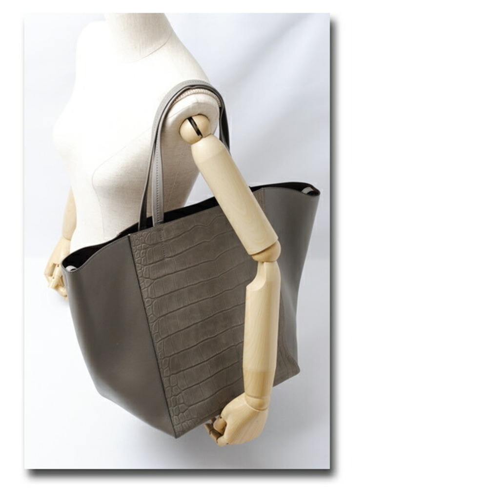 Celine Cabas Phantom tote bag Crocodile calfskin leather gray - Picture 6 of 6